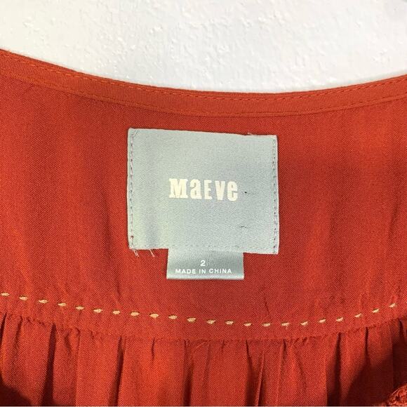 Maeve Anthropologie Crescent Street Blouse top rust orange terracotta top size 2 - Picture 3 of 9